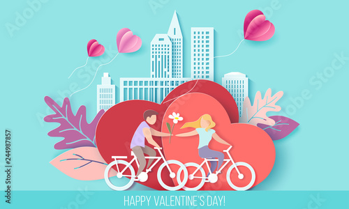 Valentines day card with couple in love