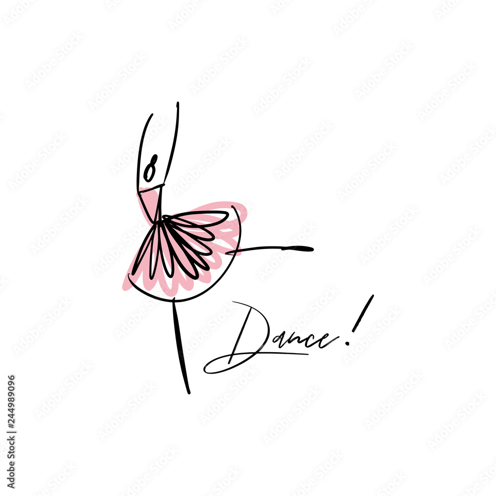 Fototapeta premium Vector line silhouette of elegant ballerina. Dancer icon