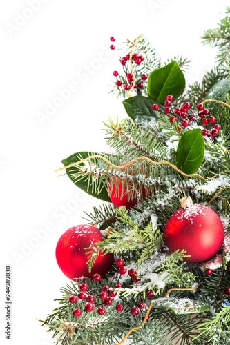 Christmas ornaments and greenery