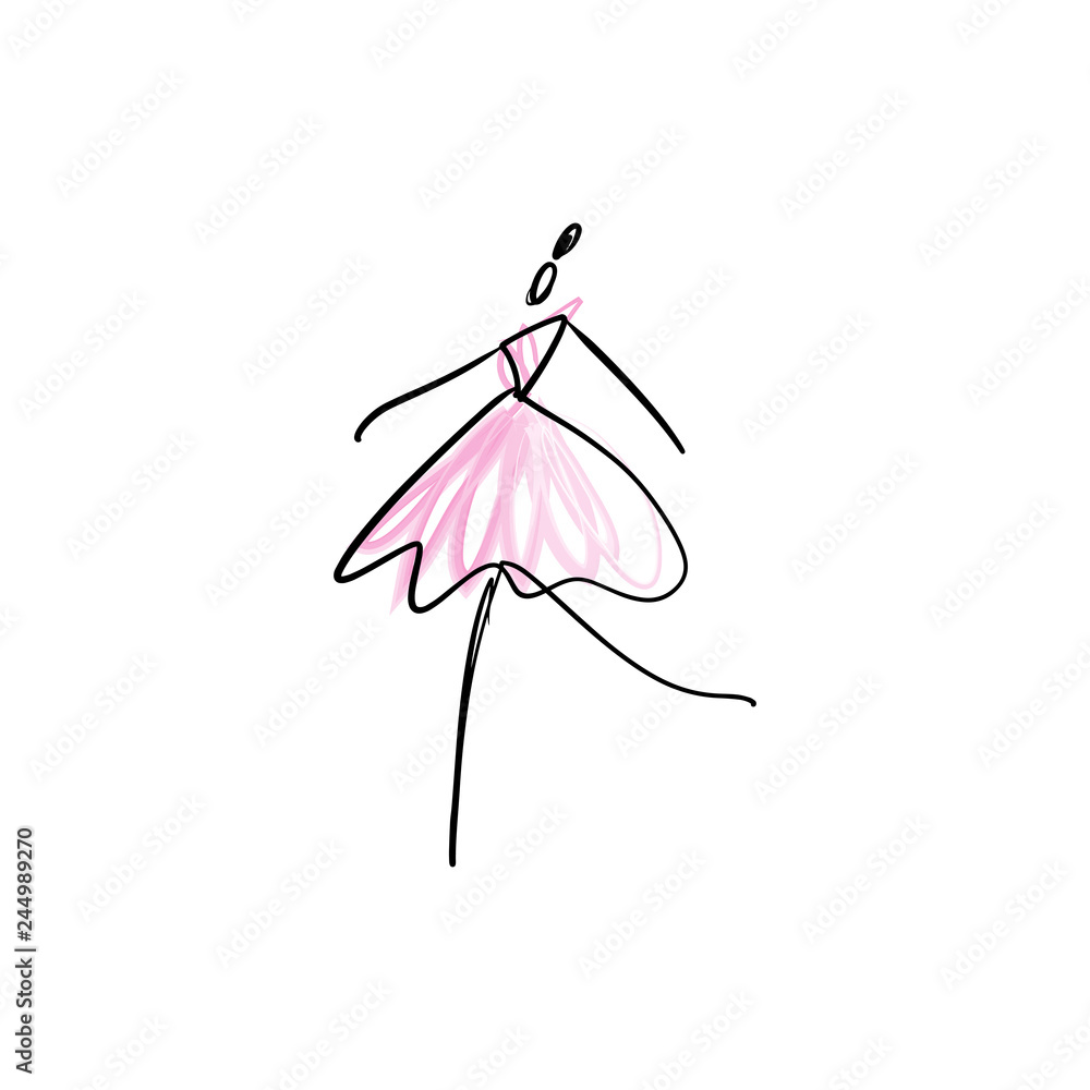Vector line silhouette of elegant ballerina. Dancer icon Vector line silhouette of elegant ballerina. Dancer icon