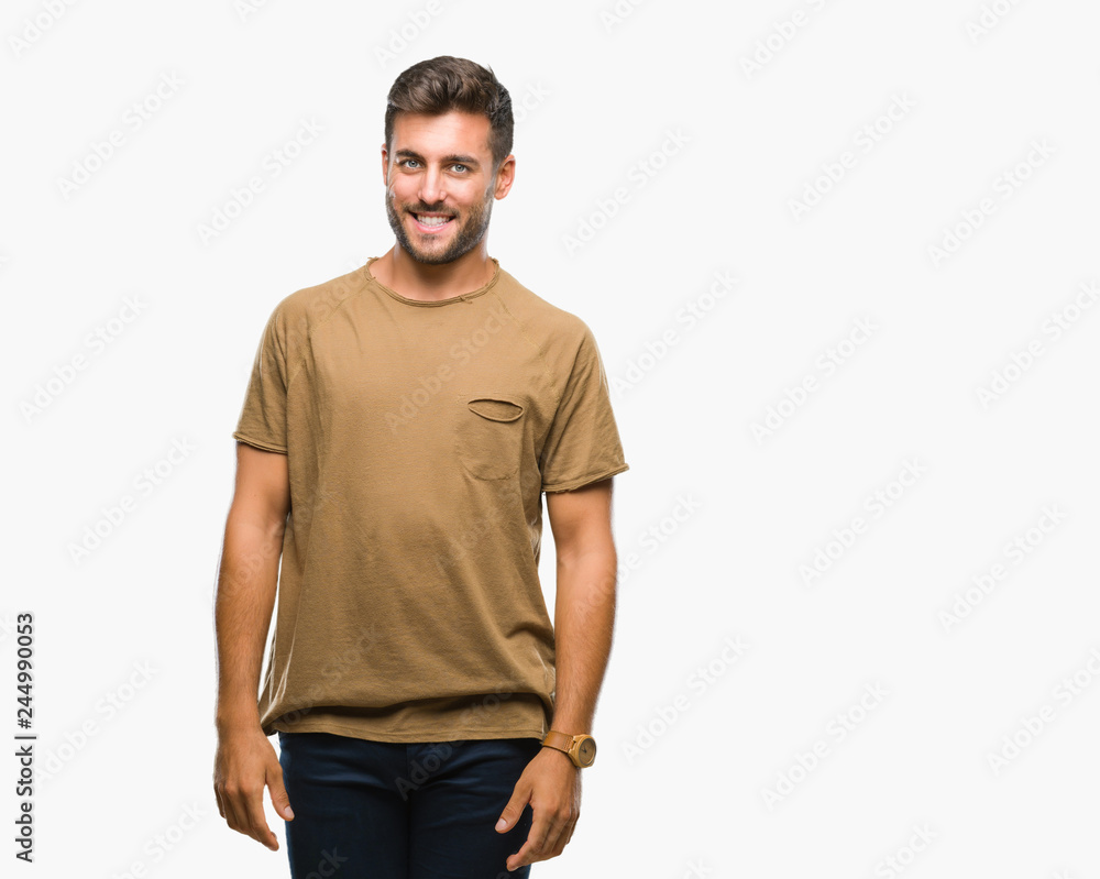 Young handsome man over isolated background looking away to side with smile on face, natural expression. Laughing confident. Young handsome man over isolated background looking away to side with smile on face, natural expression. Laughing confident.