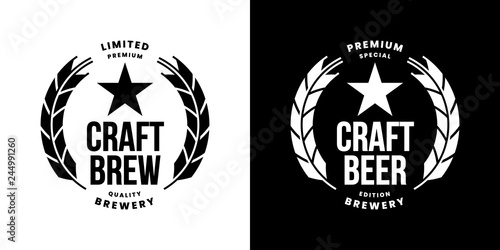 Modern craft beer drink isolated vector logo sign for bar, pub, store, brewhouse or brewery. Premium quality logotype emblem illustration template set. Brewing fest fashion t-shirt badge design bundle