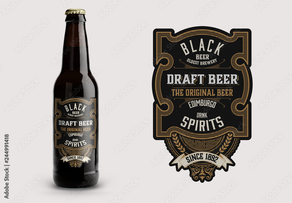 Vintage-Style Beer Label Stock Template | Adobe Stock