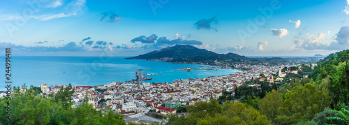 Greece, Zakynthos, XXL panorama view on beautiful zakynthos city from above