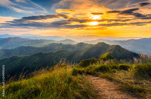 Khao Chang Phuak Mountain, Beautiful Mountain with grass field in Thong Pha Phum National Park, Kanchanaburi, Thailand.