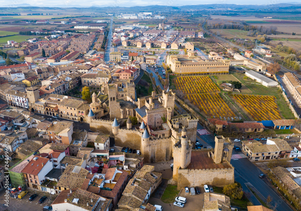 Aerial view of Royal Palace of Olite, Navarre, Spain
