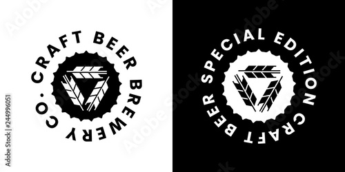 Modern craft beer drink isolated vector logo sign for bar, pub, store, shop, brewhouse or brewery. Premium quality logotype emblem illustration set. Brewing fest fashion t-shirt badge design bundle.