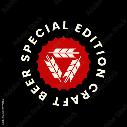 Modern craft beer drink vector logo sign for bar, pub, store, brewhouse or brewery isolated on black background. Premium quality emblem logotype illustration. Brewing fest fashion t-shirt badge design