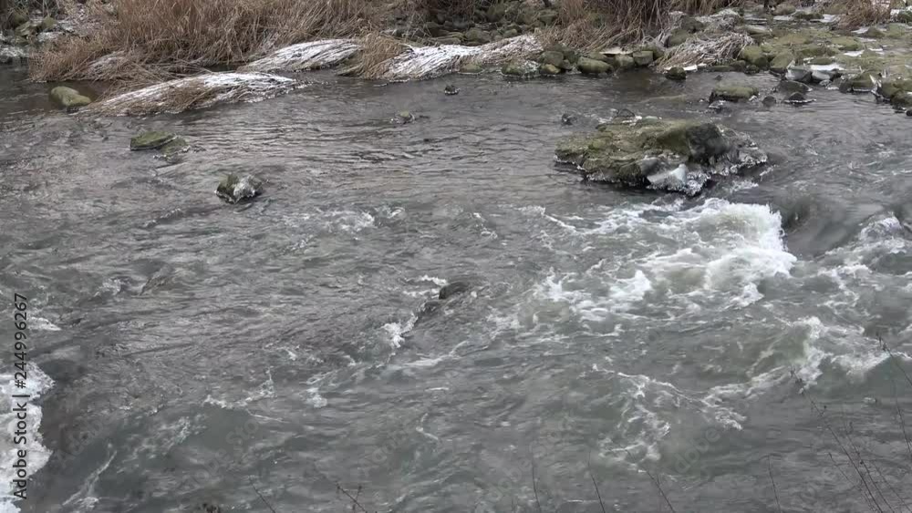 River in the mountains in winter.Mountain winter landscape. River in the mountains in winter.Mountain winter landscape.