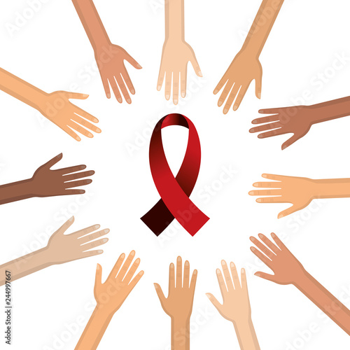 Isolated hiv ribbon with hands design
