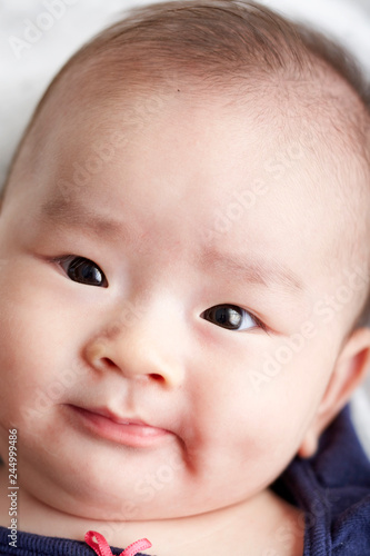 Closeup Asian baby s head expression