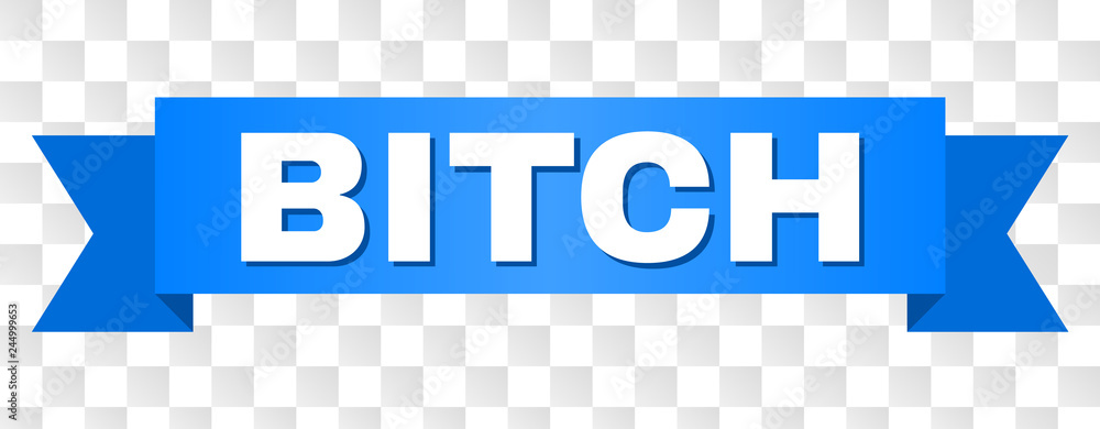 BITCH text on a ribbon. Designed with white title and blue stripe