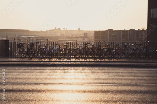 Canvas Print Sunset at Bispebjerg St., Nørrebro, Copenhagen, Denmark