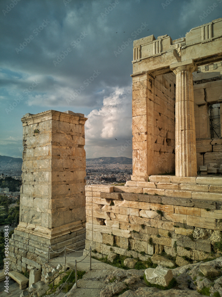 athens/greece january 21 2019 : Acropolis of athens one of the 7 wonders of the world,