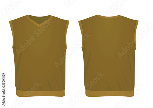 Brown sleeveless sweater. vector illustration