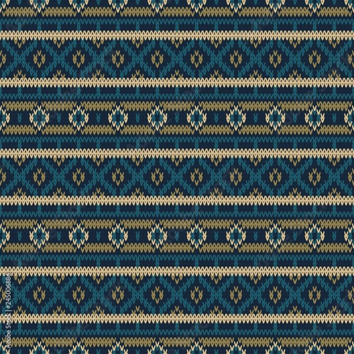 Seamless knitted pattern with color horizontal geometric stripes