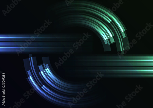 blue green abstract circle background, digital overlap layer line, simple technology design template, vector illustration