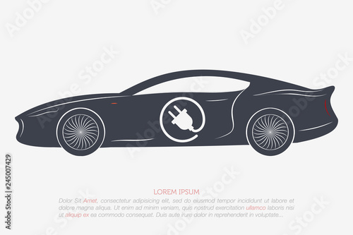Electric Car Logo. Eco Vehicles Symbol. Ecological Transport Icon