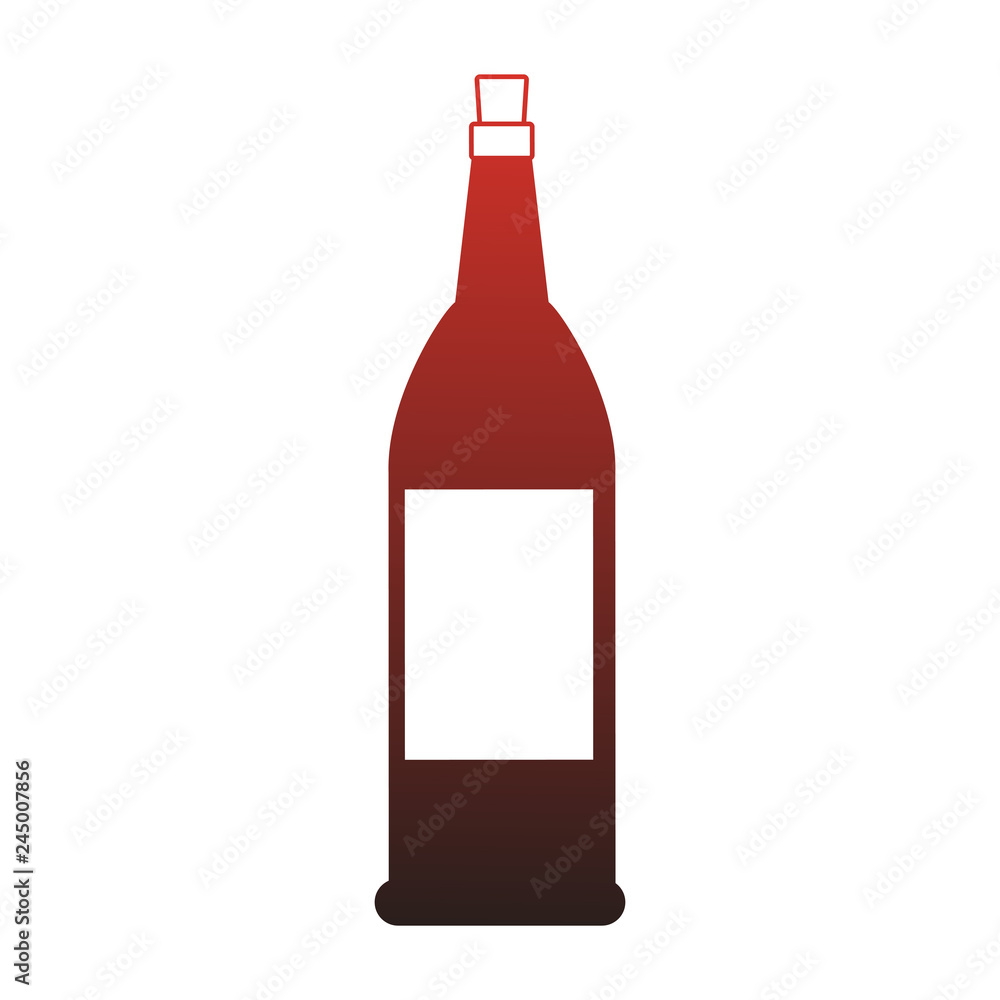 Wine bottle isolated red lines