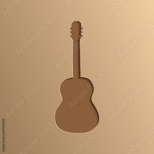 guitar cut out of paper - vector music background with gradient