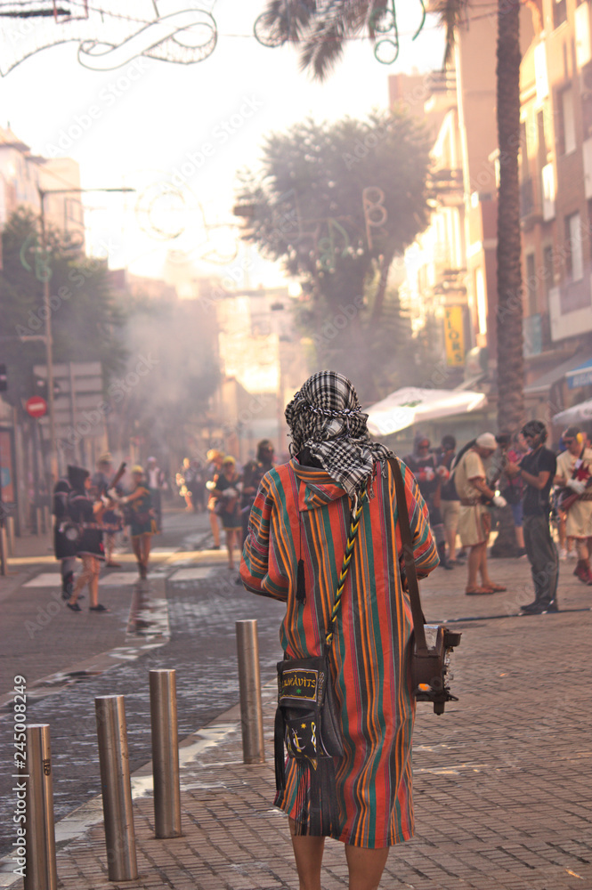 2018 July Torrent, Valencia. Trabucà or battle of Moors and Christians for the conquest of the village tower.