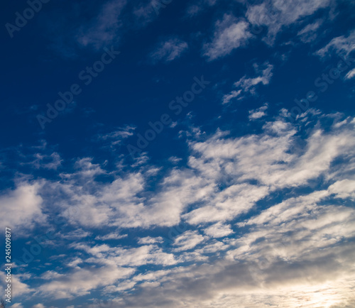 clouds on a blue evening sky