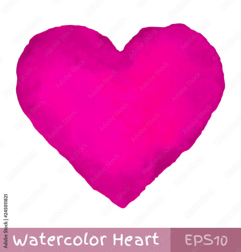 Pink - purple Watercolor Heart. Vector illustration.