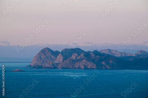 Panoramic view of the Cies islands located in the province of Pontevedra in Spain © Chris DoAl