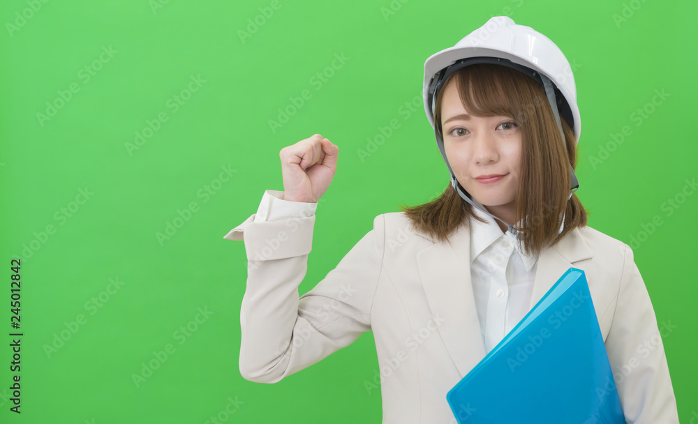 ヘルメットと作業服の女性 ガッツポーズ グリーンバック Stock Foto Adobe Stock ヘルメットと作業服の女性 ガッツポーズ グリーンバック Stock Foto Adobe Stock