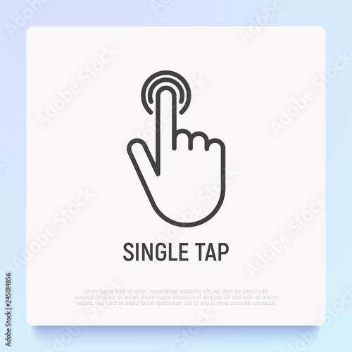 Single tap, finger touch thin line icon. Modern vector illustration.