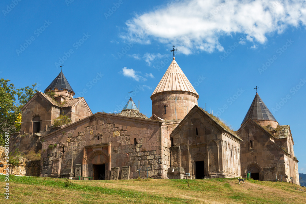 Goshavank-Armenian medieval monastery complex XII-XIII centuries in the village of Gosh in sunny day , Armenia.