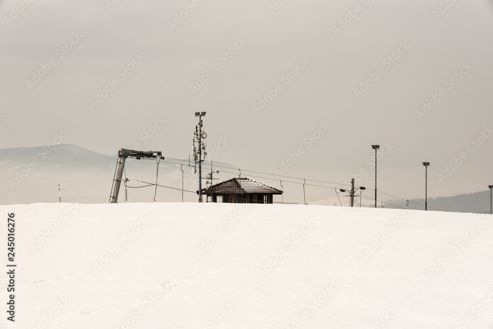 Kempa hill above Bukovec village in easternmost part of Czech republic during winter