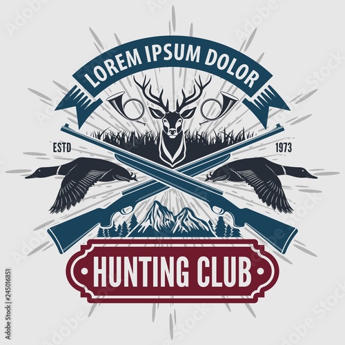 Vintage style hunting club logo with hunting rifles. 