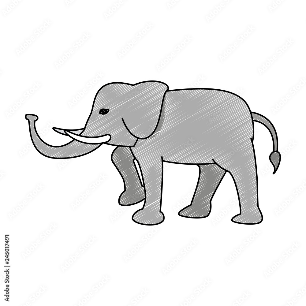 Elephant cute animal scribble