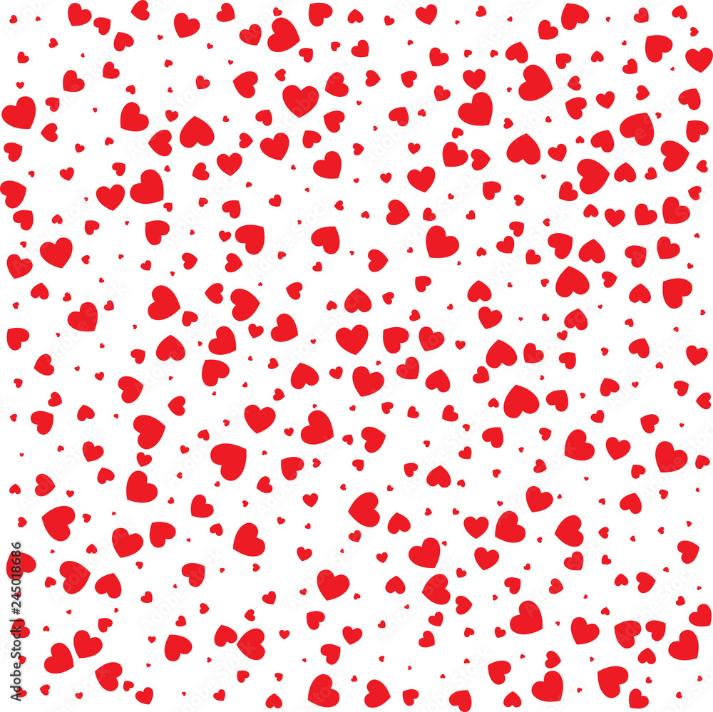 Vector Valentines day seamless pattern with red small grunge hearts isolated on white background.  Design backdrop for Wedding Invitation Card. Vector illustration EPS10