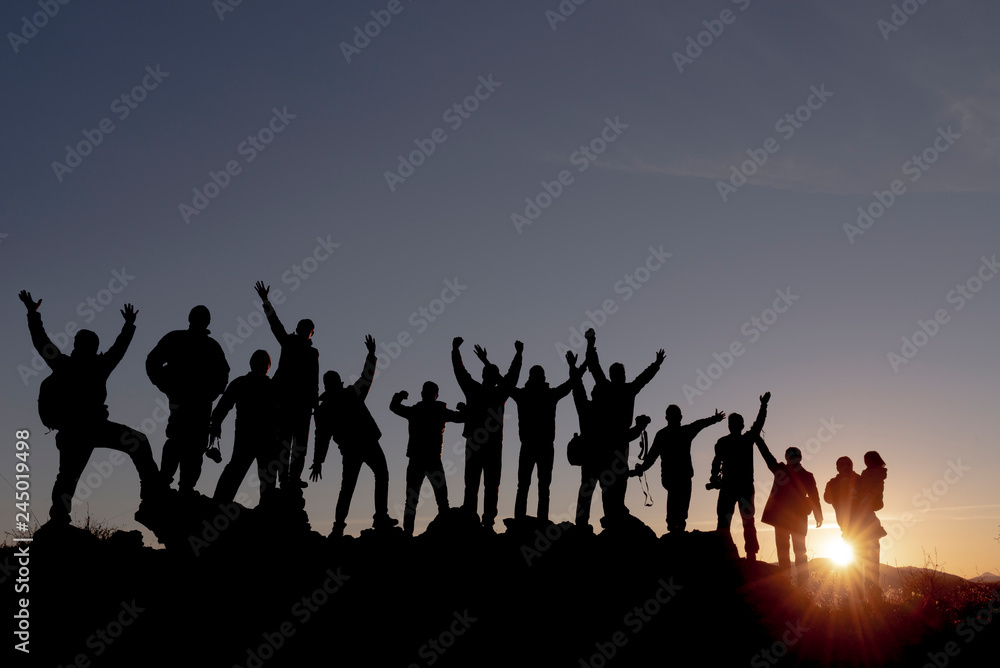 Crowd of travelers, photographers and nature lovers