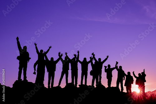 Crowd of travelers, photographers and nature lovers