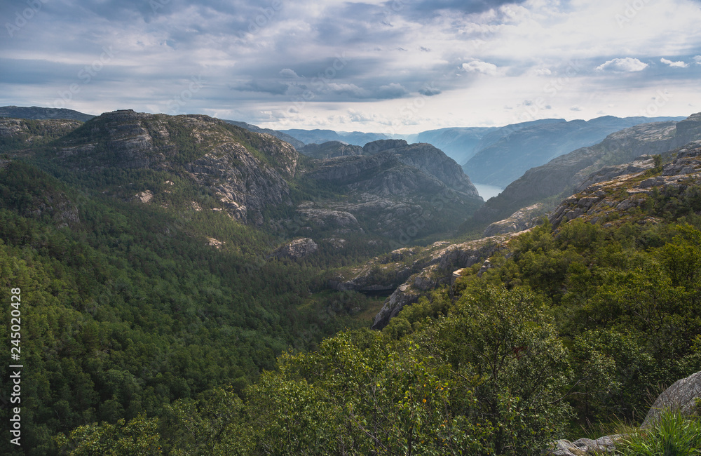 View over mountains and fjord