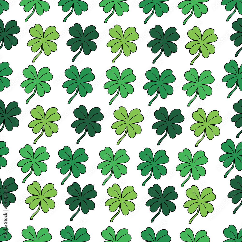 Seamless pattern of clovers flat style for Happy St. Patricks Day Seamless pattern of clovers flat style for Happy St. Patricks Day