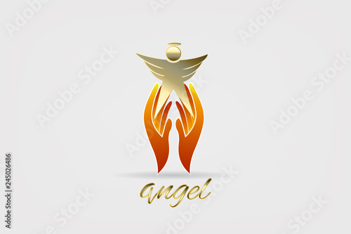 Angel and hands logo icon vector