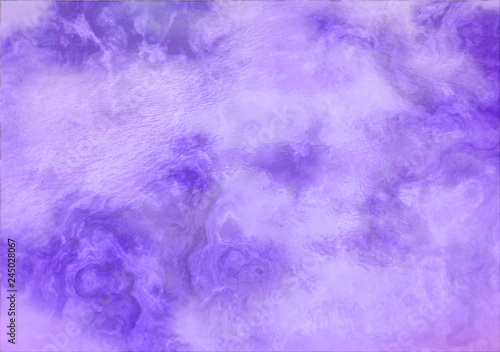 Purple and white watercolor background with abstract cloudy sky concept with color splash design and fringe bleed stains and blobs
