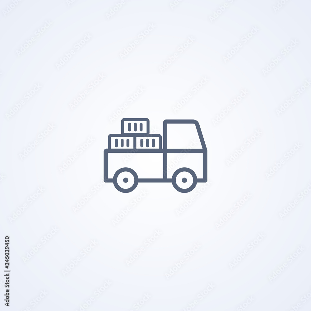 Truck delivery, vector best gray line icon