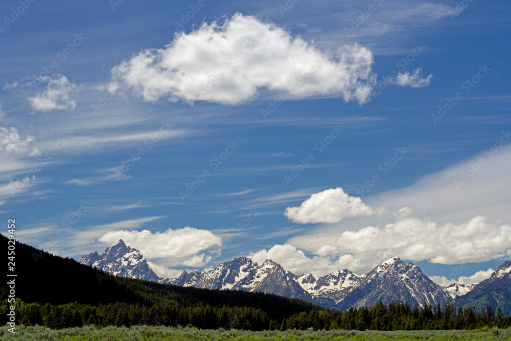 Skyscape of blue skies in Yellowstone National Park