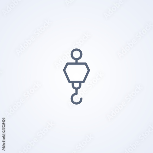 Tower crane hook, vector best gray line icon