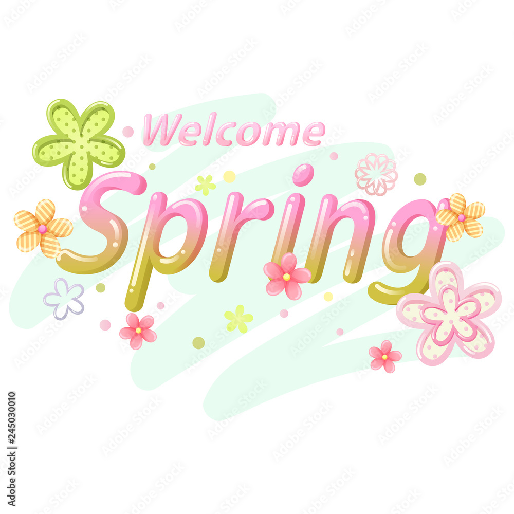 Obraz premium Welcome spring font on white background vector