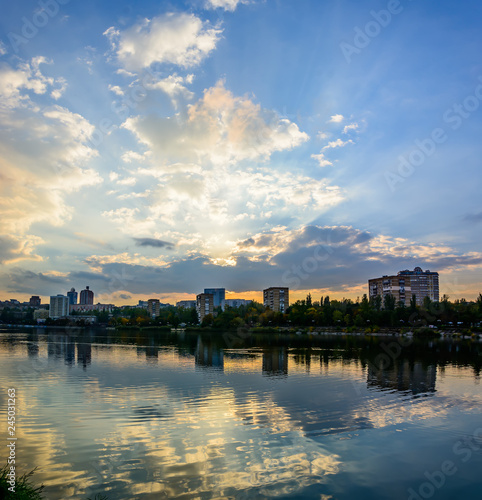 View of the evening embankment of the Kalmius river in Donetsk 3