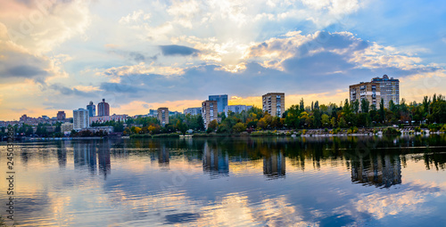 View of the evening embankment of the Kalmius river in Donetsk 2