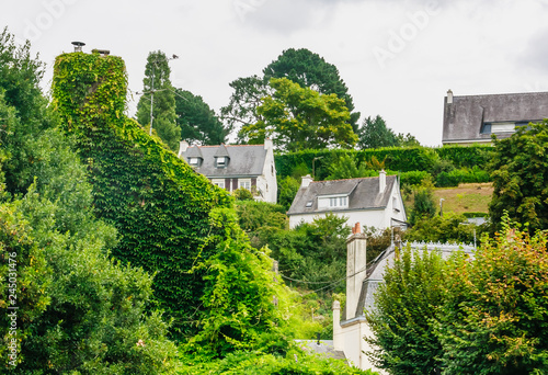 View of Quimperle (Kemperle), a historic town built around two rivers, the Isole and Elle rivers that combine to form the Laita river, in Finistere, Brittany, France photo