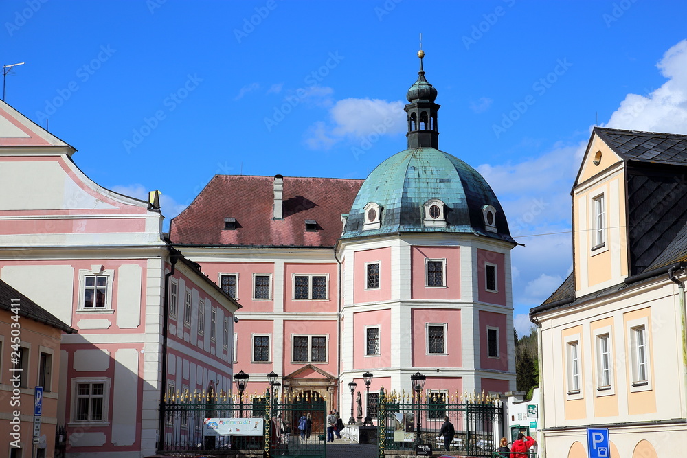 Fototapeta premium The castle and the chateau Bečov is a unique collection of historic buildings, the Gothic castle, Renaissance palace and Baroque chateau. There is exhibited a unique relic case - the reliquary of St. 