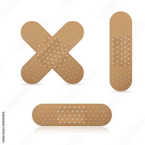 Adhesive bandage elastic medical plasters collection set, Vector illustration 